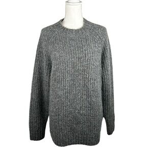 Uniqlo Wool Blend Gray Ribbed Crewneck Long Sleeve Oversized Sweater Size XL